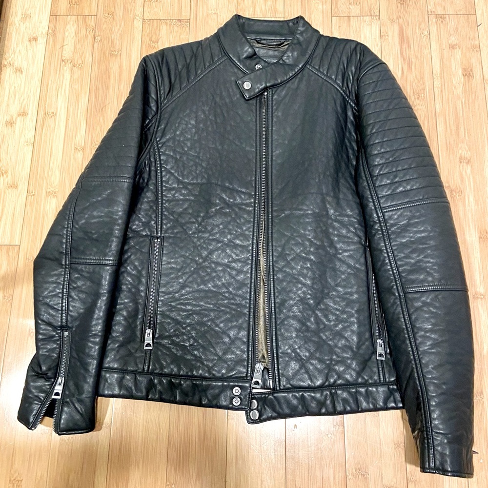GUESS NEW Faux Leather Biker Jacket
